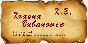 Krasna Bubanović vizit kartica